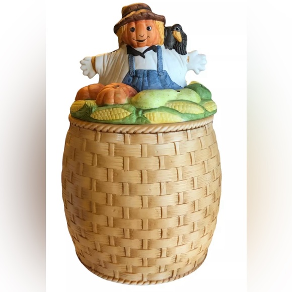 WNS 1988 Scarecrow Fall Harvest Cookie Jar Lid Only NOTE: Lid only for rare jar. - Picture 8 of 8